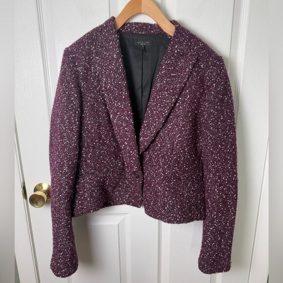 Rag & Bone Valerie Tweed Blazer in Burgundy 12 - Picture 2 of 9